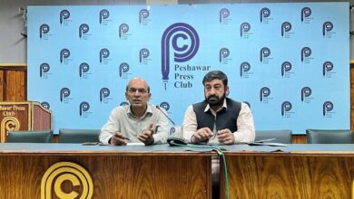 Mukhtar Ahmed of CDPI and Asadullah Khan of CGPA addressing press conference.