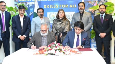 RCCI President Saqib Rafiq signing MOU on behalf of RCCI with NAVTTC.